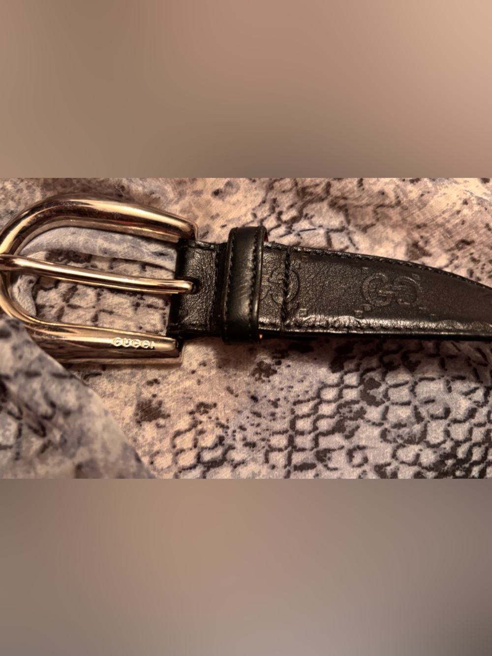Classic Gucci Silver Buckle Black Leather - Men’s Belt - Picture 3 of 6